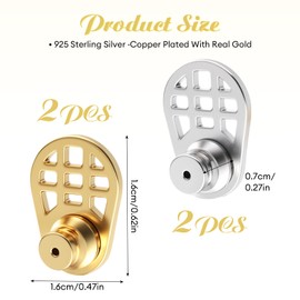 4PCS Durable Earring Lifter Backs for Heavy Earrings, for Heavy Earring Lock Earring Back, Large and Secure Earring Backs Lifters, Firm Support, 18K Gold and White Gold