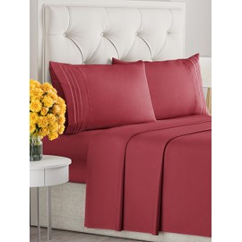 Full Size 4 Piece Sheet Set - Extra Soft, Breathable And Cooling Sheets - Hotel Luxury Durable Bed Sheets for Women & Men - Deep Pockets, Easy-Fit & Wrinkle-Free Sheets - Berry Oeko-Tex Bed Sheet Set