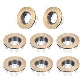 uxcell 8pcs Sink Overflow Rings, Bathroom Kitchen Basin Trim Bath Sink Hole Round Hollow Brass Overflow Drain Cover Insert in Hole (Bronze)