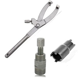 QISF 3Pcs Spanner Wrench Magneto Fly Wheel Clutch Hub Adjustable Tool + 24mm&27mm and 20mm&24mm Clutch Lock Nut Spanner Repair Tool for Motorcycle ATV Scooter Dirt Bike Go Kart
