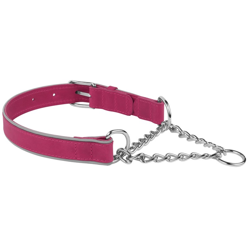 OOPSDOGGY Reflective Leather Martingale Dog Collar - Adjustable No Pull