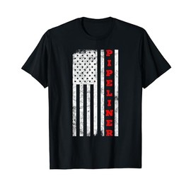 Mens Pipeliner American Flag T-Shirt Fathers Day Welding Gift