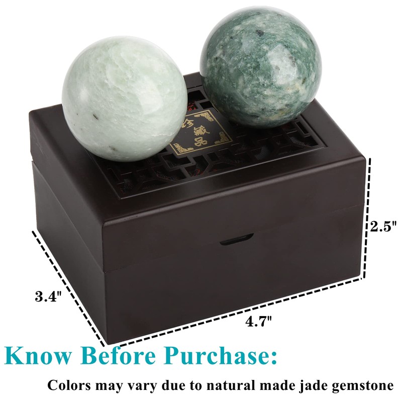 Lyellfe Set of 4 Marble Stone Baoding Balls, 2 Inch