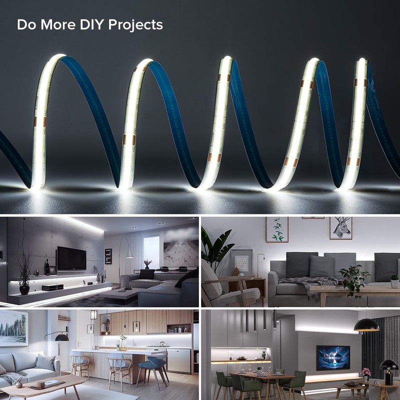 FCOB COB LED Strip Light 32.8FT Flexible High Density Uniform