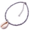Cowrie Shell Anklet Silver Color Glass Seed Beads with Shell