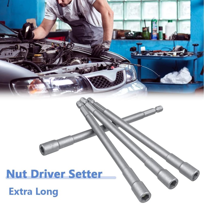 Mesee 6 Pcs Magnetic Nut Setter Driver Bits 6-Inch Extra