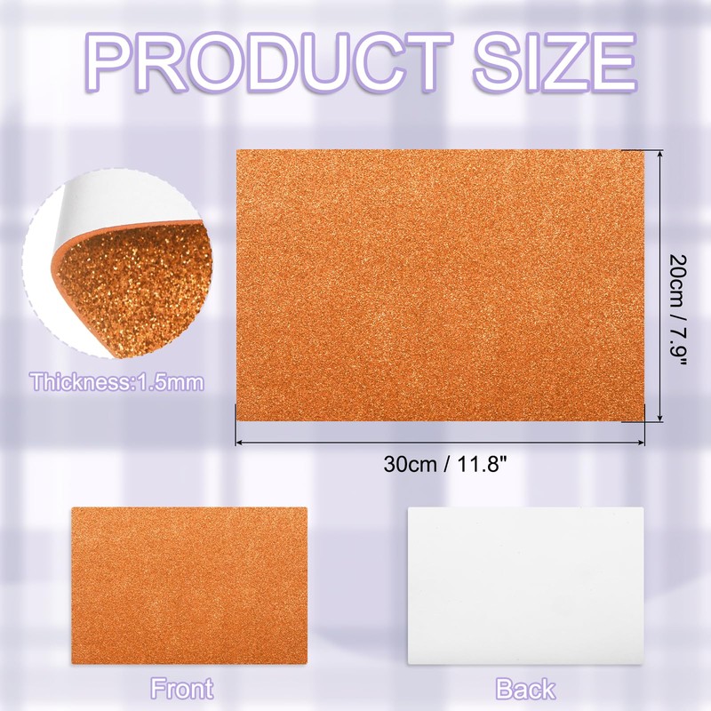 uxcell 10 Pack Orange Glitters Foam Sheets, 8 x 12