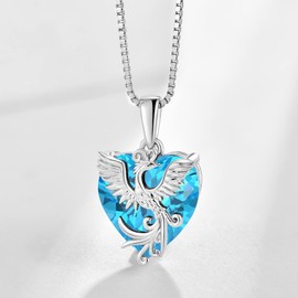 Starnny Heart Birthstone Chain Silver Women's 925 Infinity Necklace with 5A Cubic Zirconia for Women Mother Girlfriend Mum, Sterling Silver White Gold, Cubic Zirconia