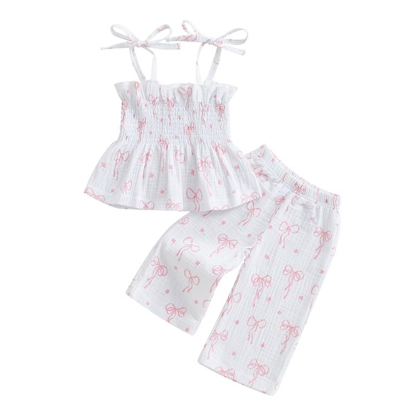Loalirando Toddler Girls 2PCS Summer Sets Sleeveless Bow Print Cami