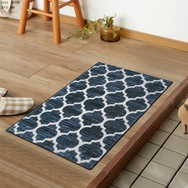 HAOCOO Moroccan Pattern, Scandinavian Style, Indoor, 19.7 x 31.5 inches (50 x 80 cm), Small Rug, Stylish, Washable, Rectangle, Fluffy, Anti-Slip, Memory Foam, Soundproof, Rug, Outdoor, Dirt Removal,