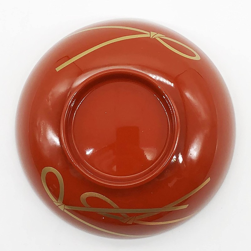 Maeju Lacquerware 3T-419 4.5 Zoni Bowl Knotted Soarai Vermilion
