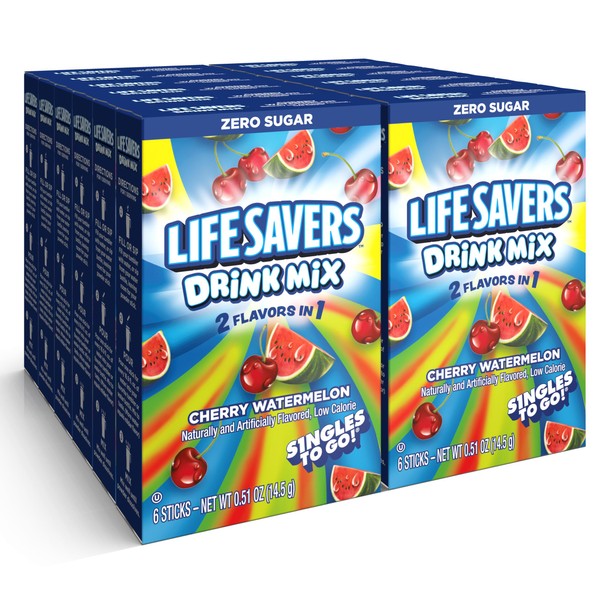 Lifesavers Singles to Go Powdered Drink Mix, Cherry Watermelon, 6