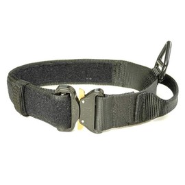 Redline K9 Maxtac 1.75" Black Service Dog Id Collar with Handle & Cobra Buckle Fits Neck Size 16" - 19"