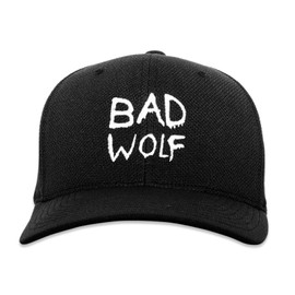 DW Bad Wolf Embroidered Flexfit Adult Cool & Dry Sport Cap Hat - [Black][L/XL]
