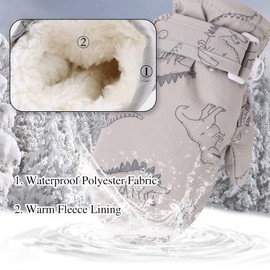 Peecabe Baby Boys Girls Winter Gloves Warm Fleece Toddler Mittens for Kids Unisex Waterproof Snowboard 1-5 Years (Gray, 3-5 Years)