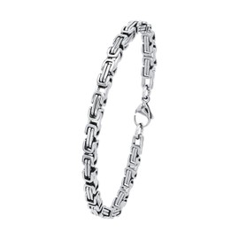 Amor Men's Bracelet 925 Sterling Silver Leather Silver Comes in Jewellery Gift Box, Stainless Steel, No stones