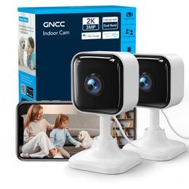 GNCC 2K 3MP Security Camera Indoor 2 Packs CCTV Cameras for House Security, 2.4G/5G Home Security Camera, Motion/Sound Detection, Night Vision, SD/Cloud Storage, Works with Alexa & Google Home, GC4