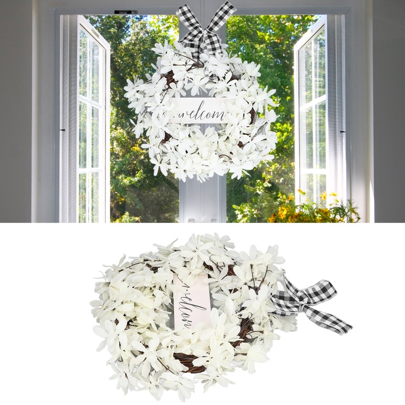 Imitation White Dogwood Wreath Simulation Vibrant Wreath Decoration for Home