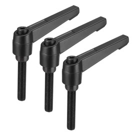 sourcing map M8 x 40mm Handle Adjustable Clamping Lever Thread Push Button Ratchet Male Threaded Stud Knobs Locking Rotating Screw Handles Quick Release Bolt Black 3pcs