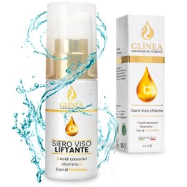 GLINEA Hyaluronic Acid Face Serum - Moisturizing Anti-Wrinkle Serum with Plumping Effect - Serum with Vitamin C and Mullein - 30 ml