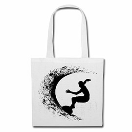 Reifen-Markt Tasche Umhängetasche WELLENREITEN SURFEN BEACH SURFBRETT LONGBOARD WELLENREITEN WELLEN ANFÄNGER SHOP Einkaufstasche Schulbeutel Turnbeutel in Weiß