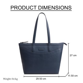 Lloyd Baker London – GLOSHI Leather Tote Bag: Women's Classic Modern Design in 100% Genuine Full Grain Leather with a Full Zip Closure- GIBRALTAR SEA (Dark Blue)