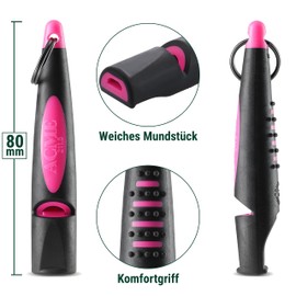 ACME Dog Whistle No. 210.5 (Update 2023) with Free Whistle Band in Matte Black, Alpha, Ideal for Callback, Long Range, Frequency Standardised (Black/DG Pink)