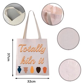 VAMSII Totally Kiln it Tote Bag Ceramic Artist Gifts Pottery Lover Gifts Bag Clay Pottery Maker Gift Ceramic Pottery Shopping (Totally Kiln it tote)