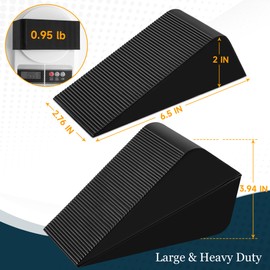 Large Rubber Door Stoppers Wedge for Bottom of Door, Tall up to 2 Inch, 2-Pack Non-Slip Doorstops for Floor, Black Big Sturdy Doorstop for Home Office School Commercial Use