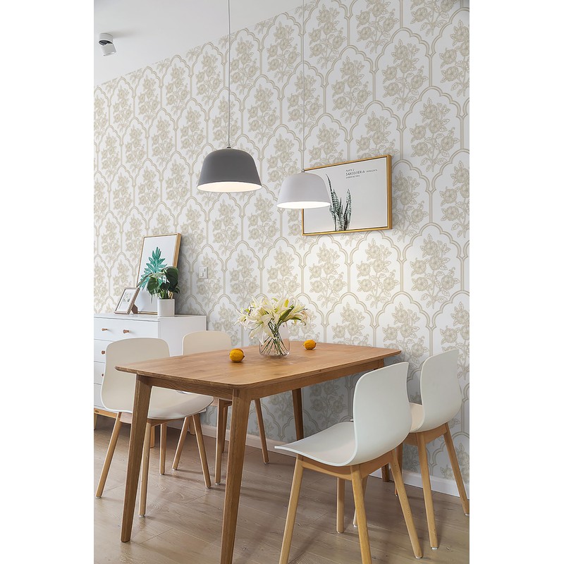 Safiyya Peel and Stick Wallpaper Beige Contact Paper Modern Floral