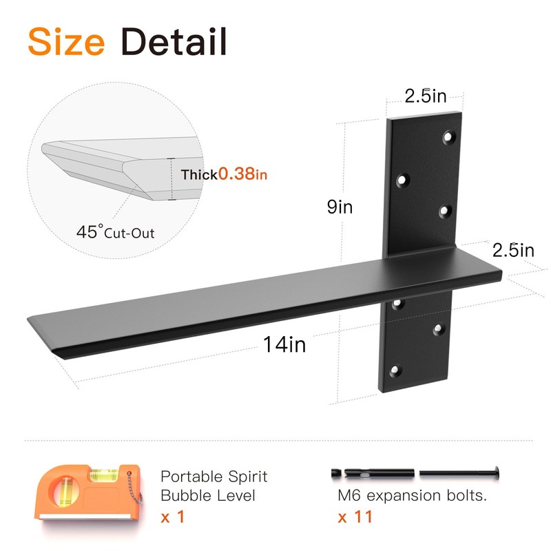 LEOPO 14" Lx2.5 W 2 Pack Free Hanging T Shelf