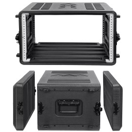 ROOMEDAL Road/Rack Case 6RU Lockable 10.2in Deep 3-Space Flight Case for DJ Equipment USA - 6U, Depth - 15inch