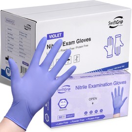 SwiftGrip Disposable Nitrile Exam Gloves, 3-mil, XL, Case of 1000, Violet Nitrile Gloves Disposable Latex Free for Medical, Cleaning, Cooking & Esthetician, Food-Safe, Powder-Free, Purple, Non-Sterile