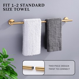 5-Piece Glod Round Bathroom Towel Holder Set - 24 Inch 304 Stainless Steel Towel Racks for Bathroom - Durable & Modern Bathroom Storage Solution