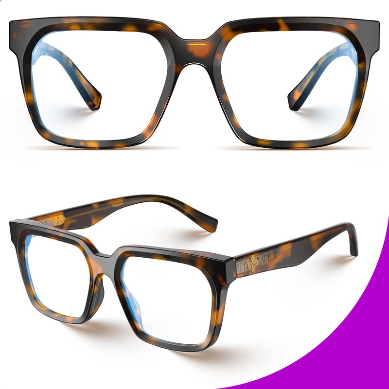 VISOONE 2 Pack Rectangle TR90 Blue Light Blocking Glasses Computer