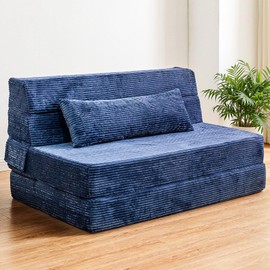 Cvortll Folding Sofa Bed, Convertible Sleeper Chair with Pillow, High Density Memory Foam Fold Out Couch, Foldable Mattress Futon Sofa for Living Room/Dorm/Guest Use/Apartment/Home Office