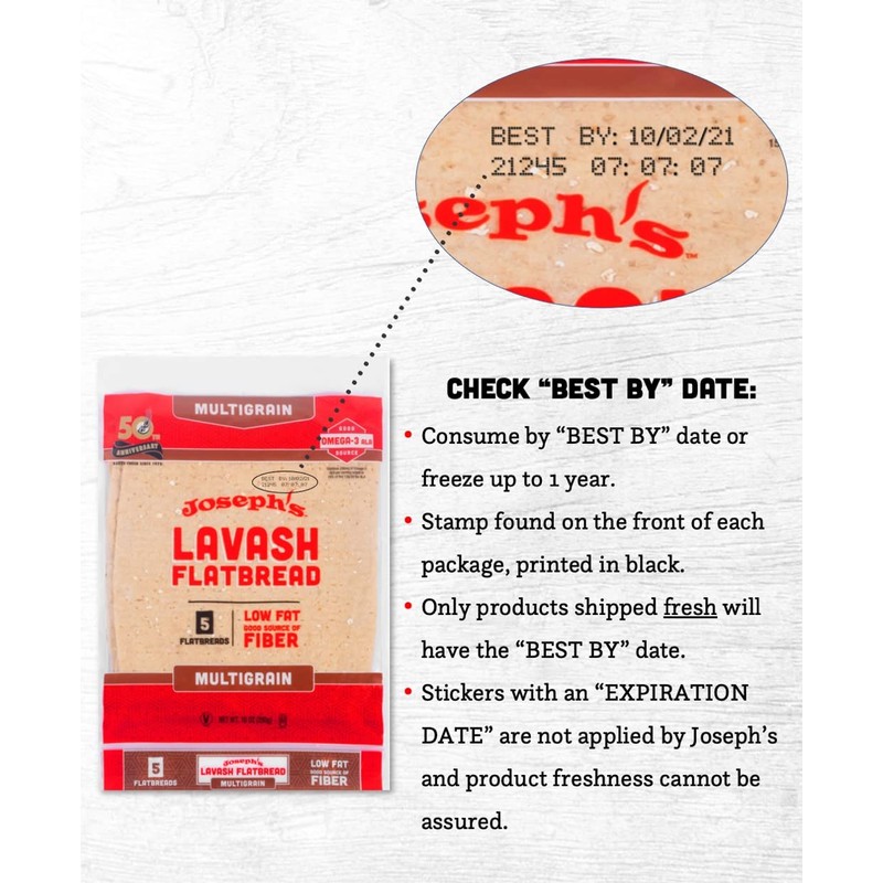 Joseph's Lavash Bread Value 3-Pack, Multigrain, Reduced Carb, Low Fat