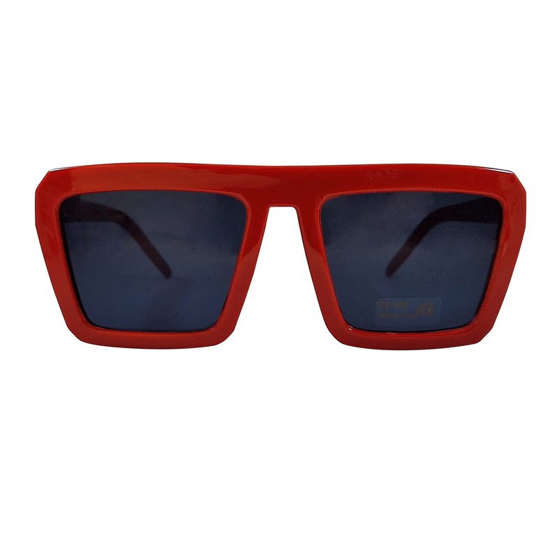 Komonee Sunglasses Red Thick Frame Black Lens Tint Glasses Designer