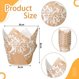200 Pcs Wedding Tulip Cupcake Liners Bridal Shower Muffin Liners Baking Cups Greaseproof Paper Cupcake Wrappers Cups for Party Wedding Anniversaries Christmas Birthdays(Lace)