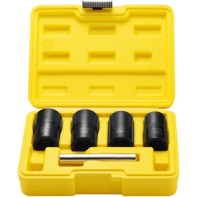 Topec 5PCS Lug Nut Extractor Set, 1/2-Inch Drive Wheel Lock