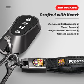 HDBDYH Barcelona FC Car Keychain - Leather Key Lanyard & Key Fob Holder - Souvenir/Gift for Football Fans
