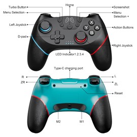 ETPARK 2 Stück Switch Controller für Switch/Switch Lite/Switch OLED,Controller für Switch mit Doppel Vibration,Switch Pro Controller mit Aufwachen,Hall Joystick,6 Achsen Gyro,Turbo,Programmierbare