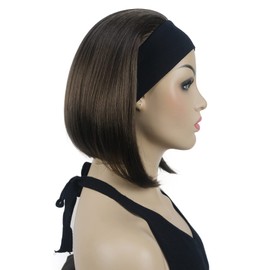 Lydell 11" Short Straight Bob Headband Wigs 3/4 Wig Synthetic Hair Wigs(Light Chestnut Brown)
