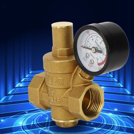 DN20 Water Pressure Reducing Valve, Water Pressure Reducing Valve, With Gauge Meter, Brass Material, Maximum Range Up To 16 kg/cm², Pressure Resistant To 1.6 Mpa, Pressure Adjustment Knob Included,