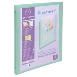 Exacompta - Ref. 51279E - 1 Set of 5 Kreacover Pastel Flexible Binders in Translucent Polypropylene - 4 Round Rings Diam 15 mm - External Size 32 x 25 cm