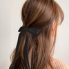 6PCS Silky Satin Blck Hair Bows Hair Clip for Women