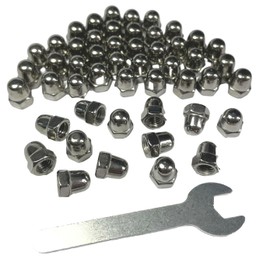 ZDingTech 50pcs M5-0.8 Acorn Cap Nuts,M5-0.8 Cap Nuts,Acorn Hex Cap Dome Head Nuts,Dome Nuts,304 Stainless Steel Acorn Nuts,Hardware Nuts,18-8,Bright Finish with Open End Wrench
