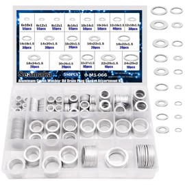 Seamaka 580PCS Crush Washer Oil Drain Plug,18 Sizes Aluminum Crush Washers Assortment Kit,AutomotiveOil Pan Drain Plug Gasket M6 M8 M10 M12 M14 M16 M18 M20 M22 M24