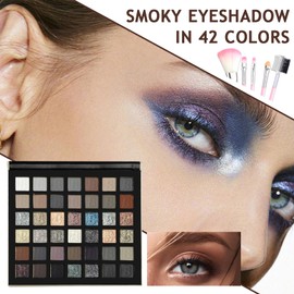 XMXueMei 42 Colors Black Gray Smokey Eyeshadow Palette,Matte Shimmer Glitter Neutral Eyeshadow Palette,Highly Pigmented Smokey Silver Black Eye Shadow Palette Goth Makeup Kit with Eyeshadow Brush