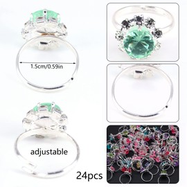 24 Pieces Girls' Rings, Jewellery Ring, Adjustable Ring, Children's Rings Set, Finger Rings, Children's Princess Jewellery Set, Children's Birthday Rings, Princess Ring for Children Birthday